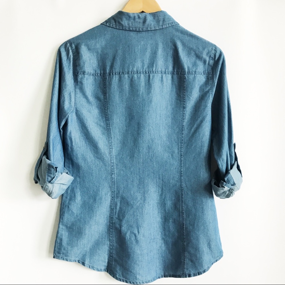 Michael Kors Chambray Zip-Front Shirt - Picture 5 of 12